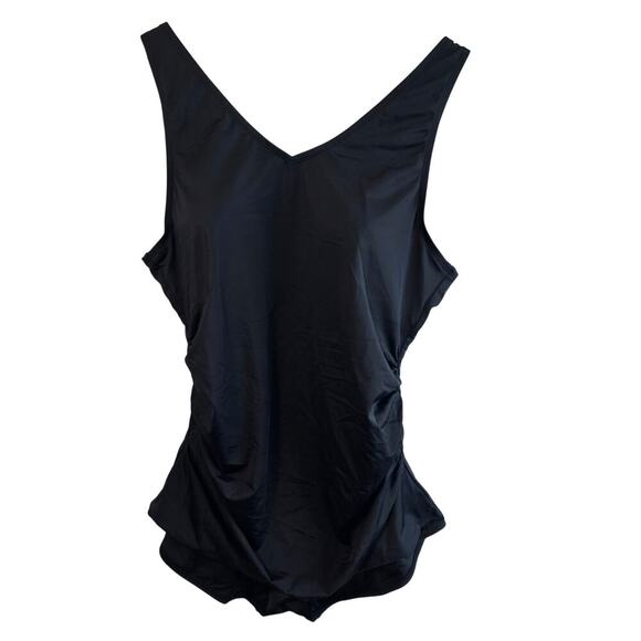 Syrokan Swimsuit Womens Sz 1X Black One Piece Lightly Padded Neutral Minimalist - Picture 1 of 8